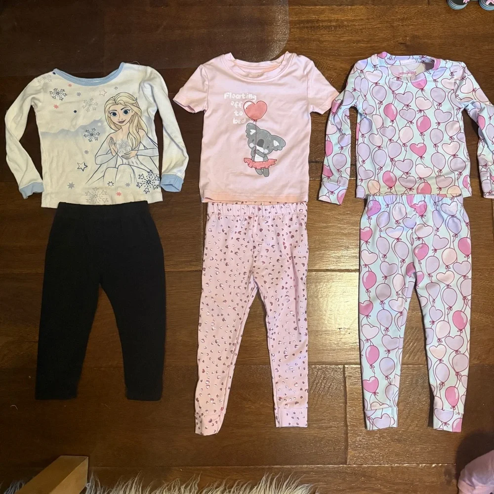 Kids Pajamas Set - Pink, White, Black